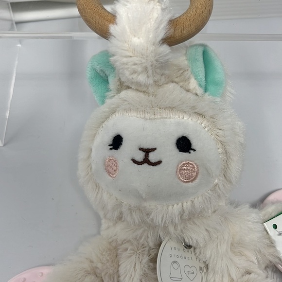 Bella Tunno Happy Sidekick Loretta the Llama Lovey Rattle Plush Security Blanket - Picture 3 of 13